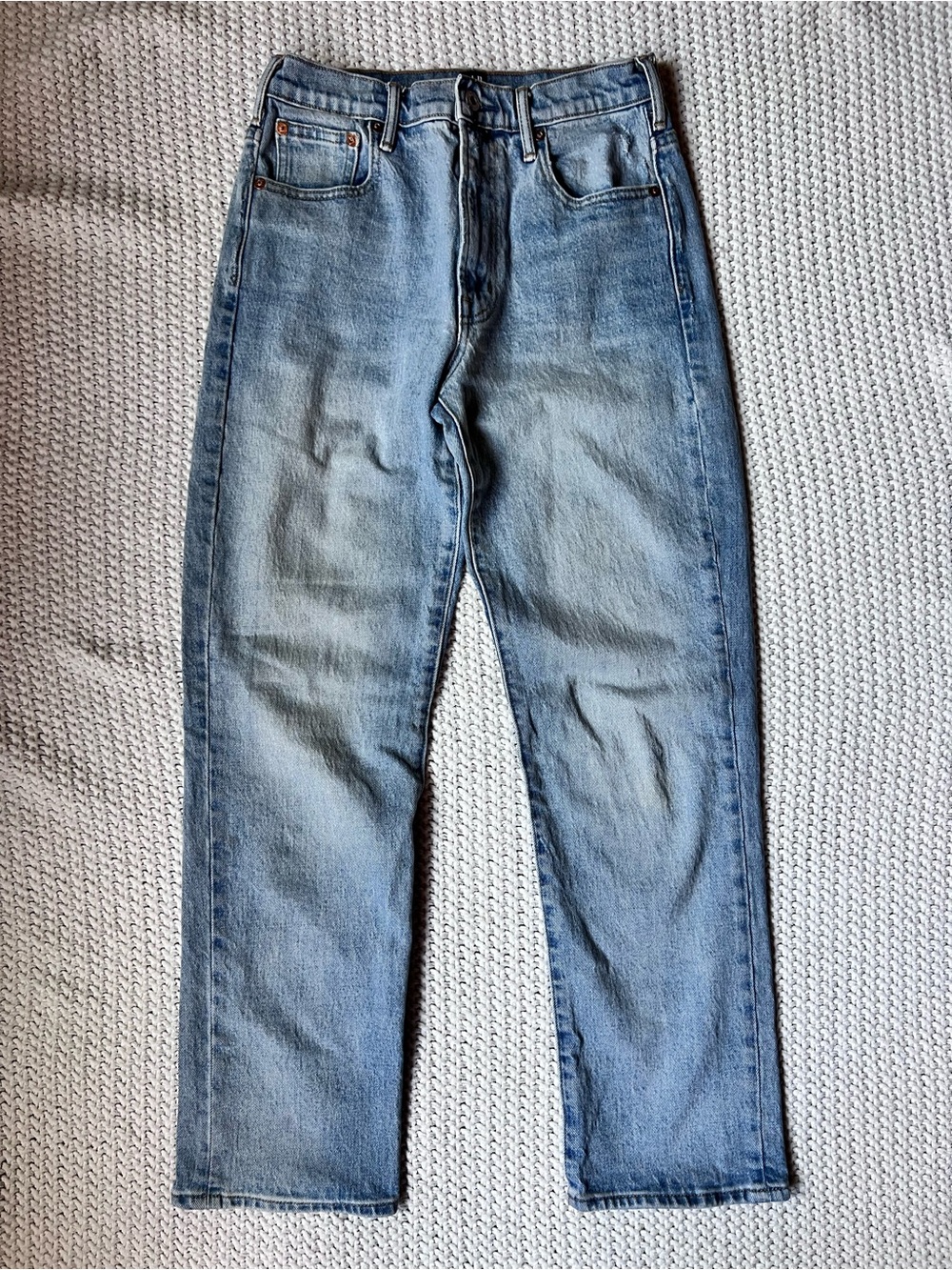 Gap Wide Straight Droit Large Light Blue Wash Denim Classic Jeans Size 26 R